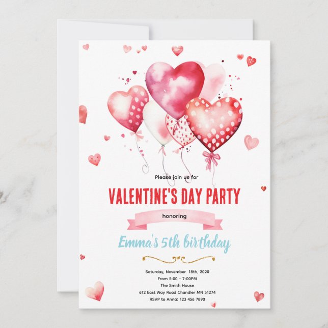 Valentines day party invitation inbjudningar (Framsida)
