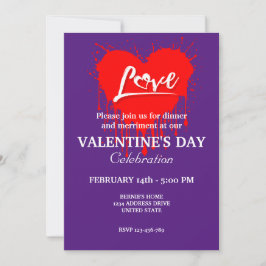 VALENTINES DAY PARTY MED RED HEART KÄRLEK INBJUDNINGAR