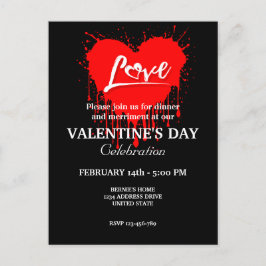 VALENTINES DAY PARTY MED RED HEART KÄRLEK VYKORT