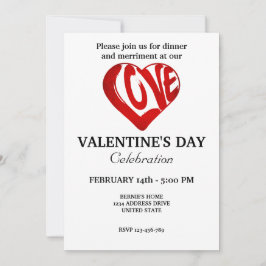 VALENTINES DAY PARTY MED RETRO HEART INBJUDNINGAR