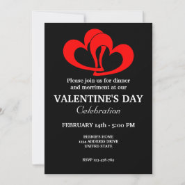 VALENTINES DAY PARTY MED RÖTT KOPPLHJÄRTA INBJUDNINGAR