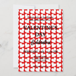 VALENTINES DAY PARTY MED VITHJÄRTA I RÖD INBJUDNINGAR