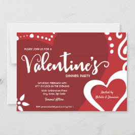Valentines day Party Red and white Modern Heart Magnetisk Inbjudningskort