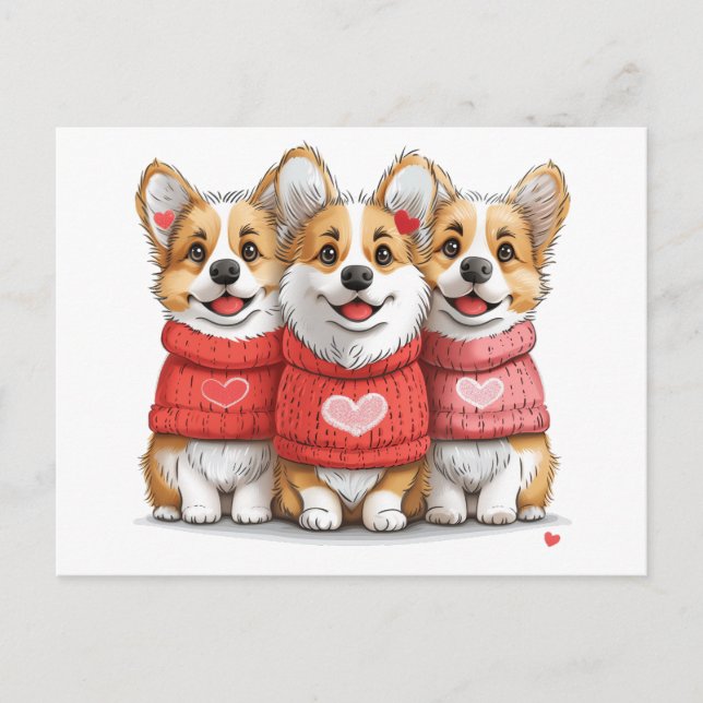 Valentines day Pembroke Welsh Corgi Hundar Vykort (Framsida)