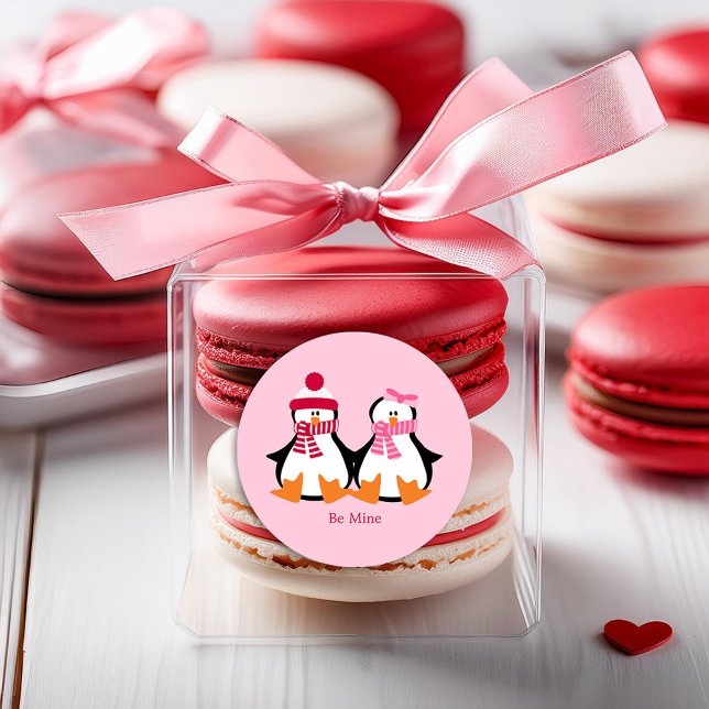 Valentines day Penguins Runt Klistermärke (Skapare uppladdad)