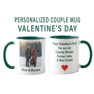 Valentine's Day Personalized Photo & Name Couple Mugg