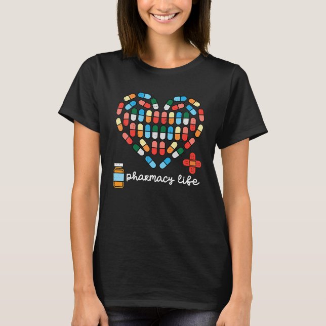 Valentines day Pharmacy Life Pill Heart Pharmacost T Shirt (Framsida)