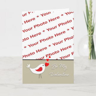 Valentine's Day Photo Card-Cute Bird with Hearts Helgkort