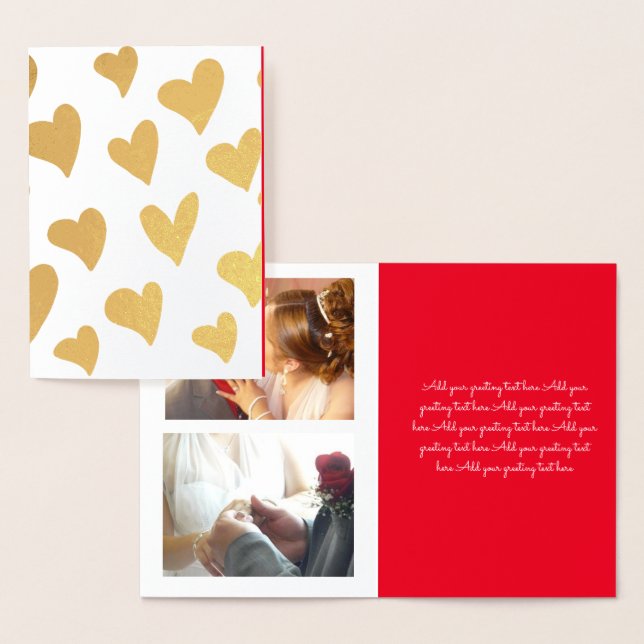 Valentines day Photo Doodle Hearts Collage Folierat Kort (Display)