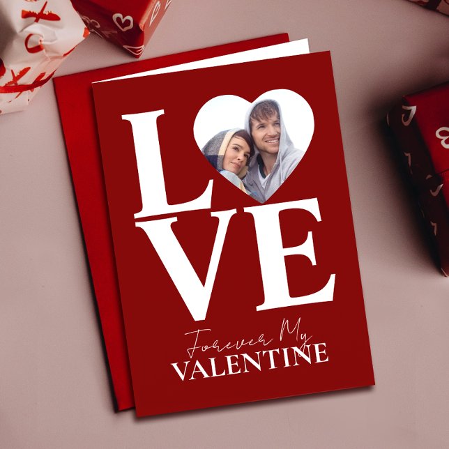 Valentines day Photo Kärlek | Heart Red Valentine Kort (Cherish memories with a Valentine's card featuring you and your loved one, expressing your bond.)