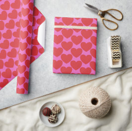Valentine's Day Pink and Red Heart Pattern Presentpapper