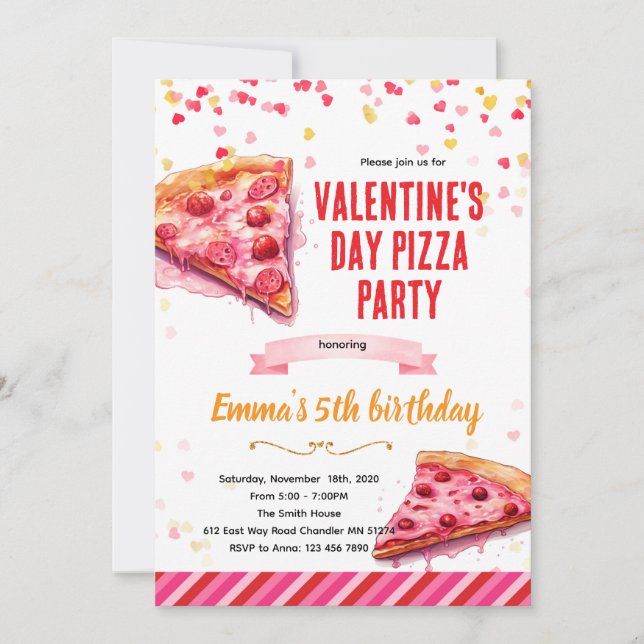 Valentine's Day Pizza Party invitation Inbjudningar (Framsida)