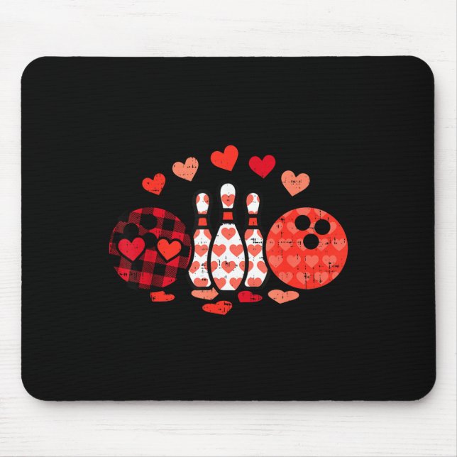 Valentines Day Plaid Bowling Valentine Srts Men Wo Musmatta (Framsidan)