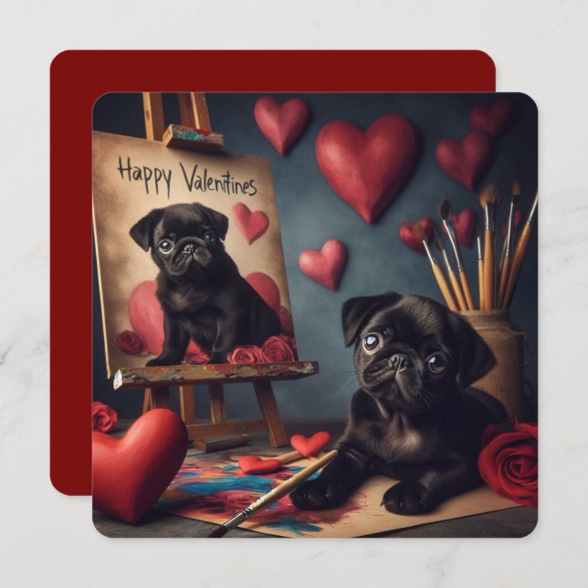 Valentines day-platta kort (Fram/baksida)