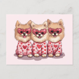 Valentines day Pommern Hundar Helg Vykort