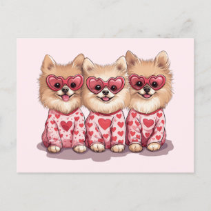 Valentines day Pommern Hundar Helg Vykort