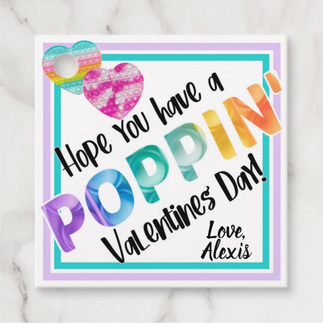 Valentines day, Poppin, Fidget, Treat märkre Gåvor Etiketter (Framsida)