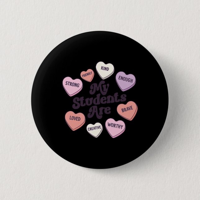 Valentines day Positive Affirmations Candy Hearts Knapp (Framsida)