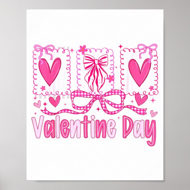 Valentines Day Preppy Hearts Coquette Bow Women Gi Poster (Framsidan)