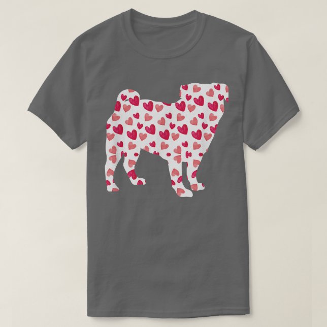 Valentines day Pug Hearts Puppy Hund älskare  T Shirt (Design framsida)