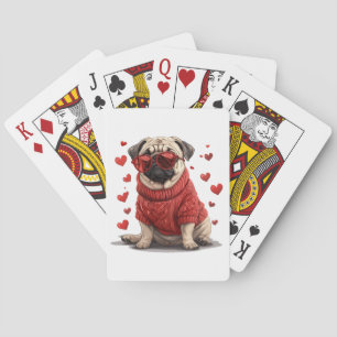 Valentines day Pug Hund Casinokort