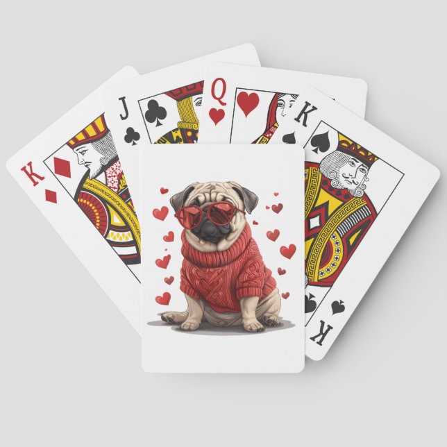 Valentines day Pug Hund Casinokort (Baksidan)