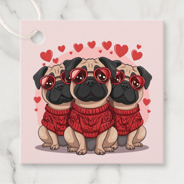 Valentines day Pug Hundar Gåvor Etiketter (Framsida)