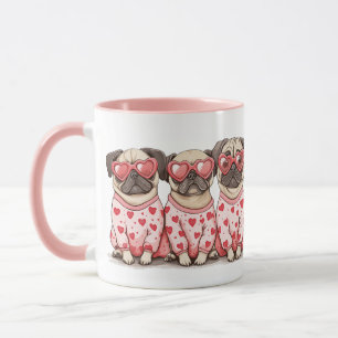 Valentines day Pug Hundar Mugg