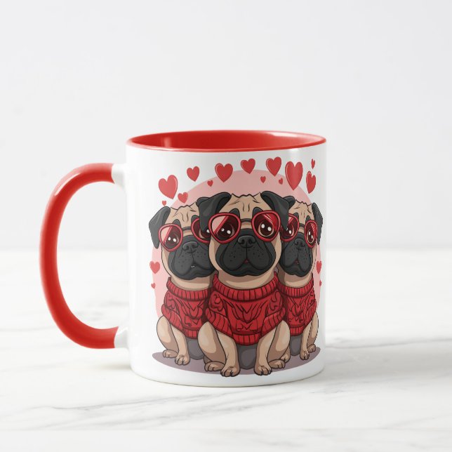 Valentines day Pug Hundar Mugg (Vänster)