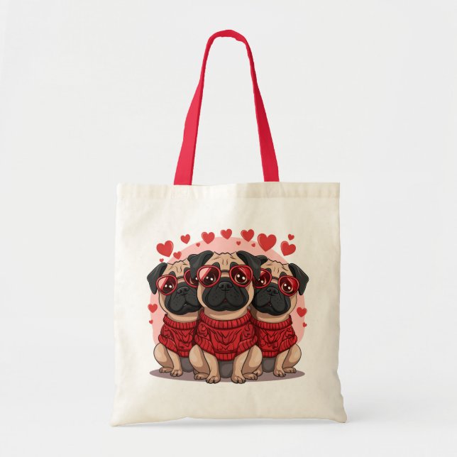 Valentines day Pug Hundar Tygkasse (Framsidan)