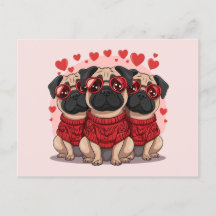 Valentines day Pug Hundar