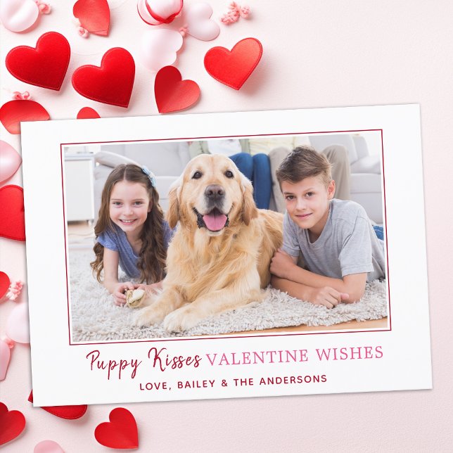 Valentines day Puppy Kisses Puppy Hund Photo Julkort (Skapare uppladdad)