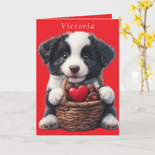 Valentines day Puppy Red Chocolate Hearts Kort
