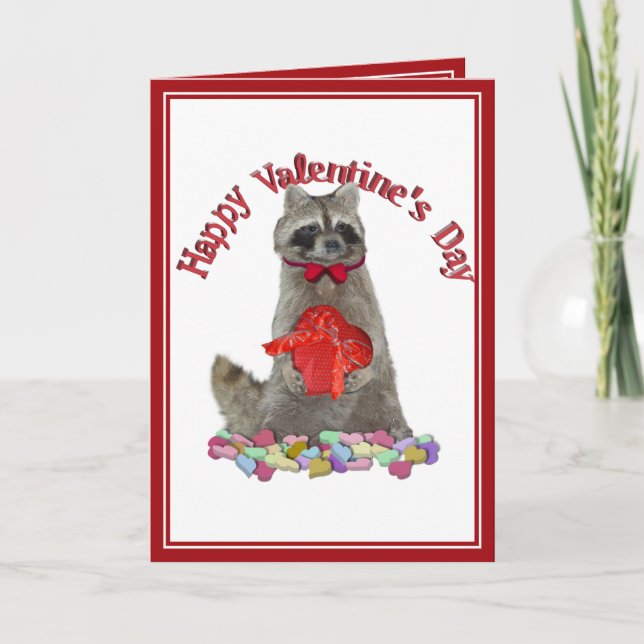 Valentines Day Raccoon Bandit Helgkort (Framsida)