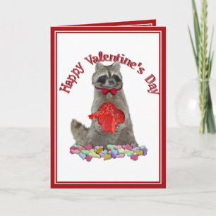 Valentines Day Raccoon Bandit Helgkort