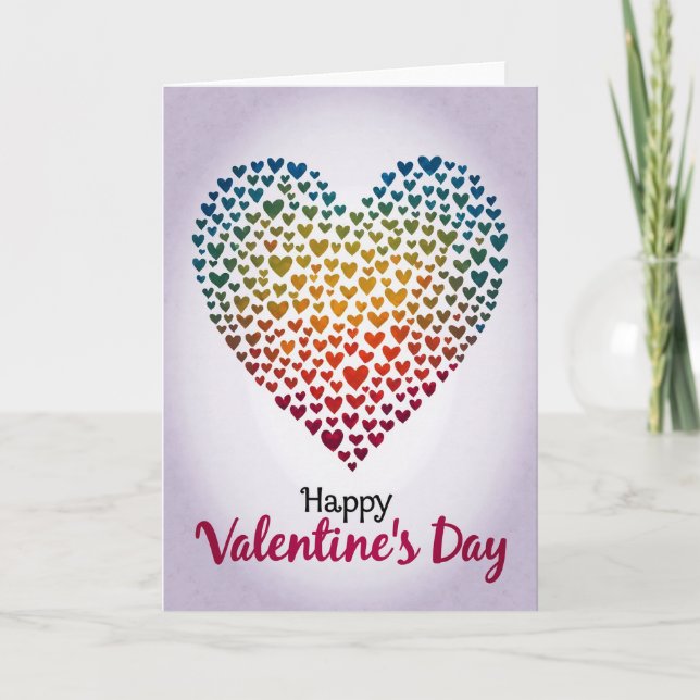 Valentines Day Rainbow Heart Card Kort (Framsida)