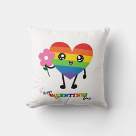 Valentines day Rainbow Heart Dekorativ kudde