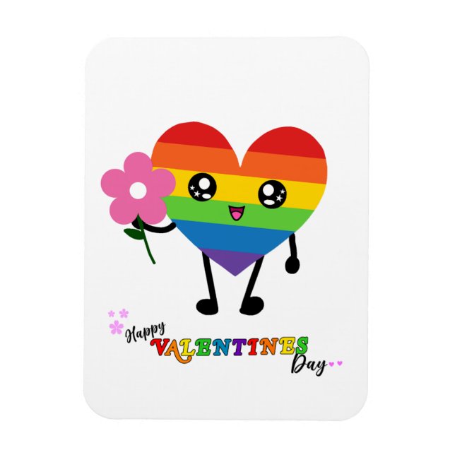 Valentines day Rainbow Heart Magnet (Vertikal)