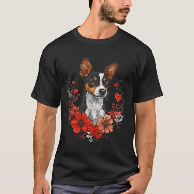Valentine's Day Rat Terrier Dog  T Shirt (Framsida)
