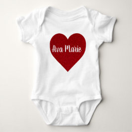 Valentines Day Red Glitter Heart with Name Cute  T Shirt