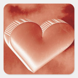 Valentines day Red Heart 3D Vattenfärg Fyrkantigt Klistermärke