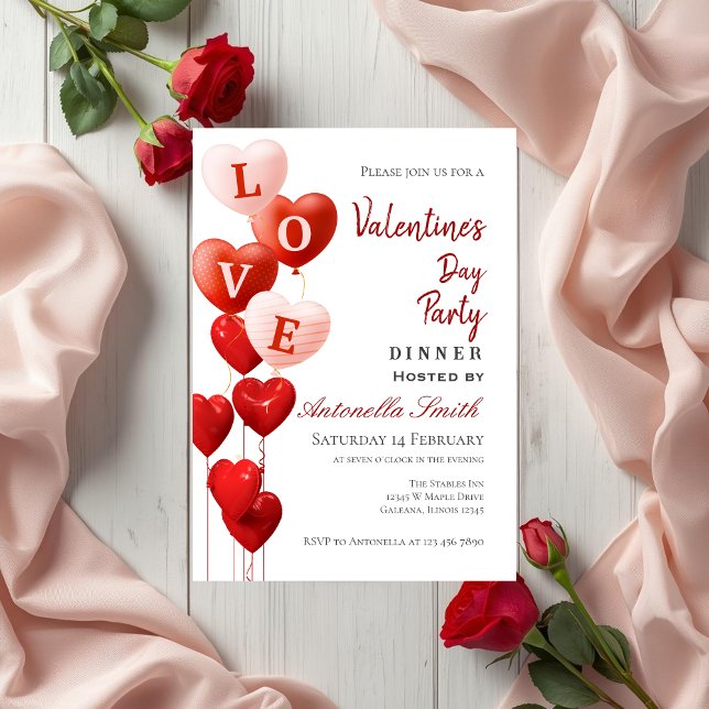 Valentine's Day Red Heart Love Inbjudningar (Skapare uppladdad)