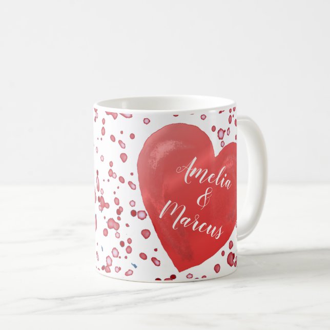 Valentine's Day Red Heart med Namn Kaffemugg (Framsida höger)