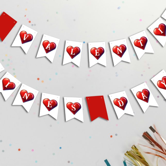 Valentines day Red Heart Vimplar (Valentines Day Red Heart Bunting Flags
)