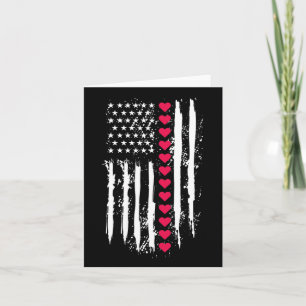Valentines day Red Hearts USA American Flagga Patr Kort