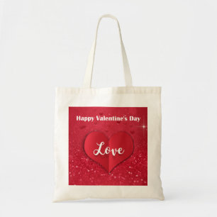 Valentines day Red Papper Heart Glitter budget Tot Tygkasse