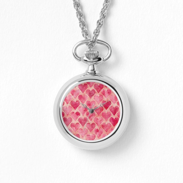 Valentine's Day, Red Pink Love Heart Pattern Armbandsur (Framsida)