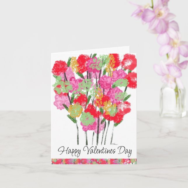 Valentines day Red Rosa Flower Bouquet Kort (Orkide)