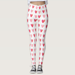 Valentines day Red Rosa Heart Mönster Leggings