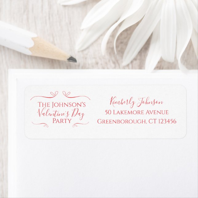 Valentines day Red Rosa Party Returadress Etikett (Insitu)